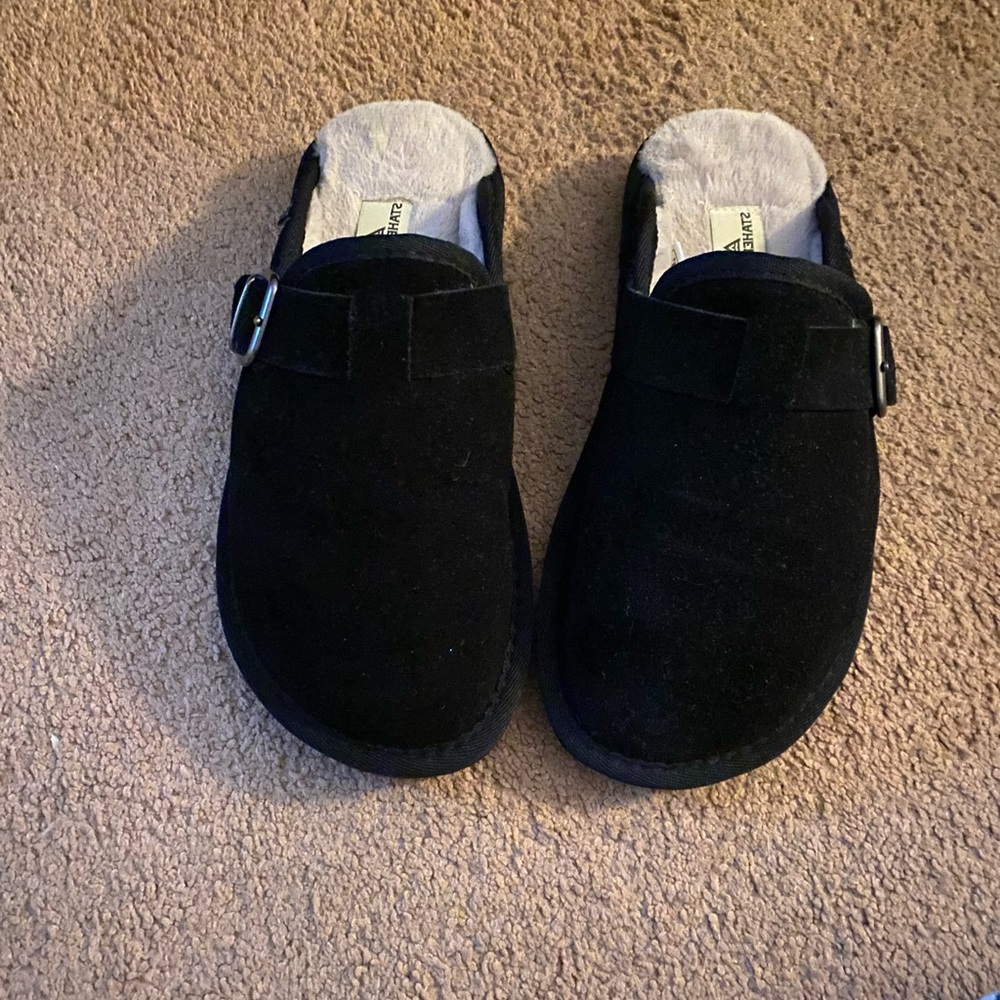 Black Suede Slip-On Clogs